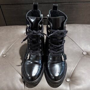 All Saints Donita Leather Black Combat Boots